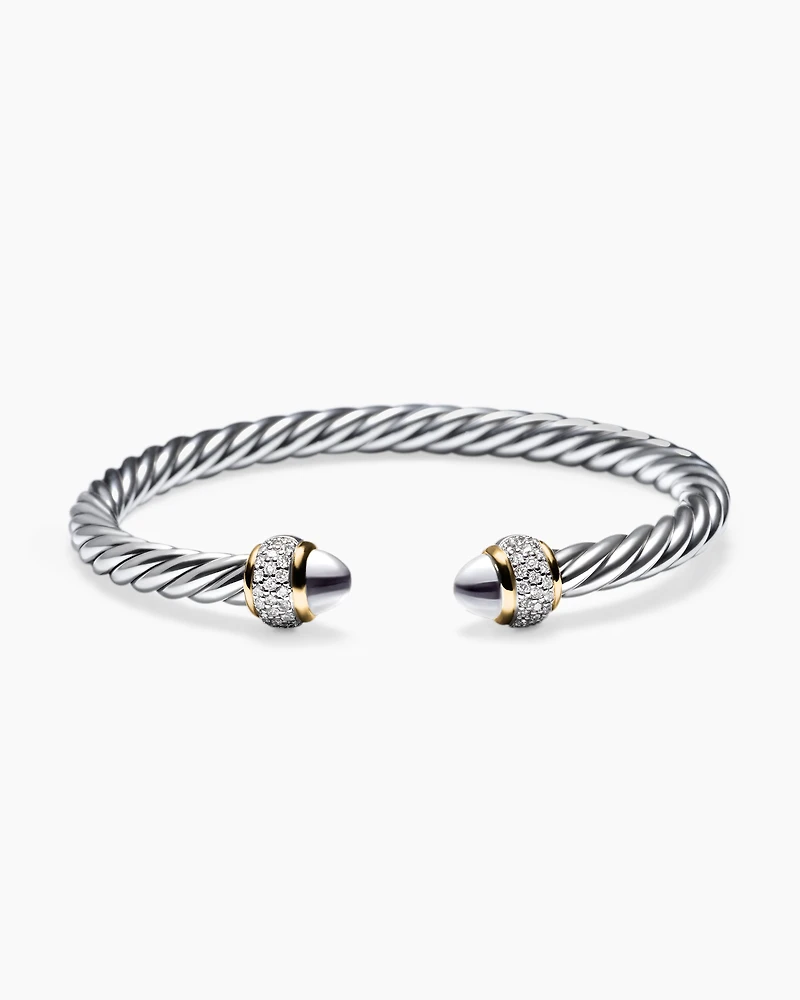 Cable Bracelet Sterling Silver with 18K Yellow Gold and Diamonds, 5mm