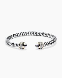 Cable Bracelet Sterling Silver with 18K Yellow Gold and Diamonds, 5mm