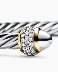 Cable Bracelet Sterling Silver with 18K Yellow Gold and Diamonds, 5mm
