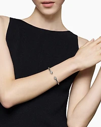 Cable Bracelet Sterling Silver with 18K Yellow Gold and Diamonds, 5mm