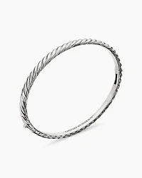 Cable Bangle Bracelet 18K White Gold with Pavé, 4mm