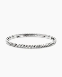 Cable Bangle Bracelet 18K White Gold with Pavé, 4mm