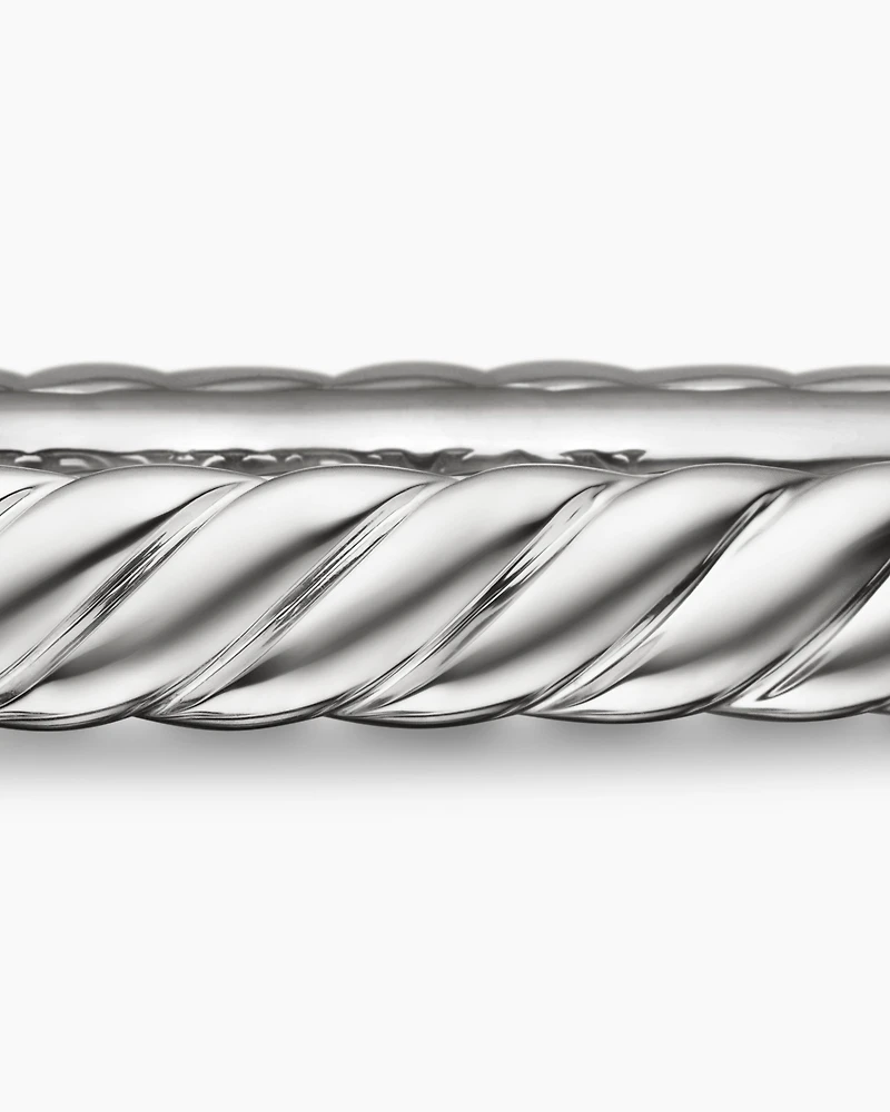Cable Bangle Bracelet 18K White Gold with Pavé, 4mm