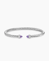 Cable Flex® Bracelet Sterling Silver with Amethyst and Diamonds, 4mm