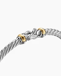 Cable Flex Buckle Bracelet Sterling Silver with 14K Yellow Gold, 4mm