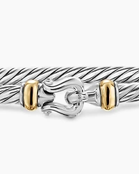 Cable Flex Buckle Bracelet Sterling Silver with 14K Yellow Gold, 4mm