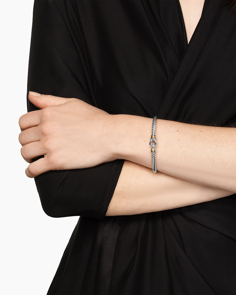 Cable Flex® Buckle Bracelet Sterling Silver with 14K Yellow Gold, 4mm