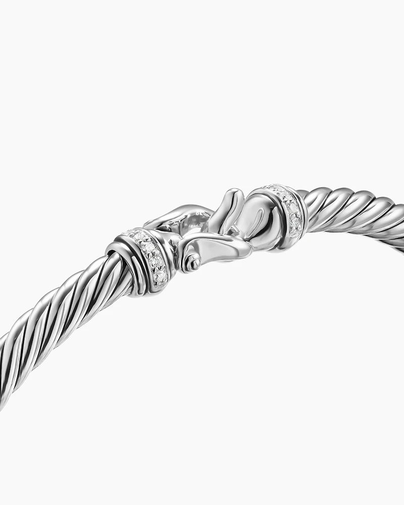 Cable Flex Buckle Bracelet Sterling Silver with Diamonds, 4mm