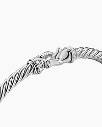 Cable Flex Buckle Bracelet Sterling Silver with Diamonds, 4mm