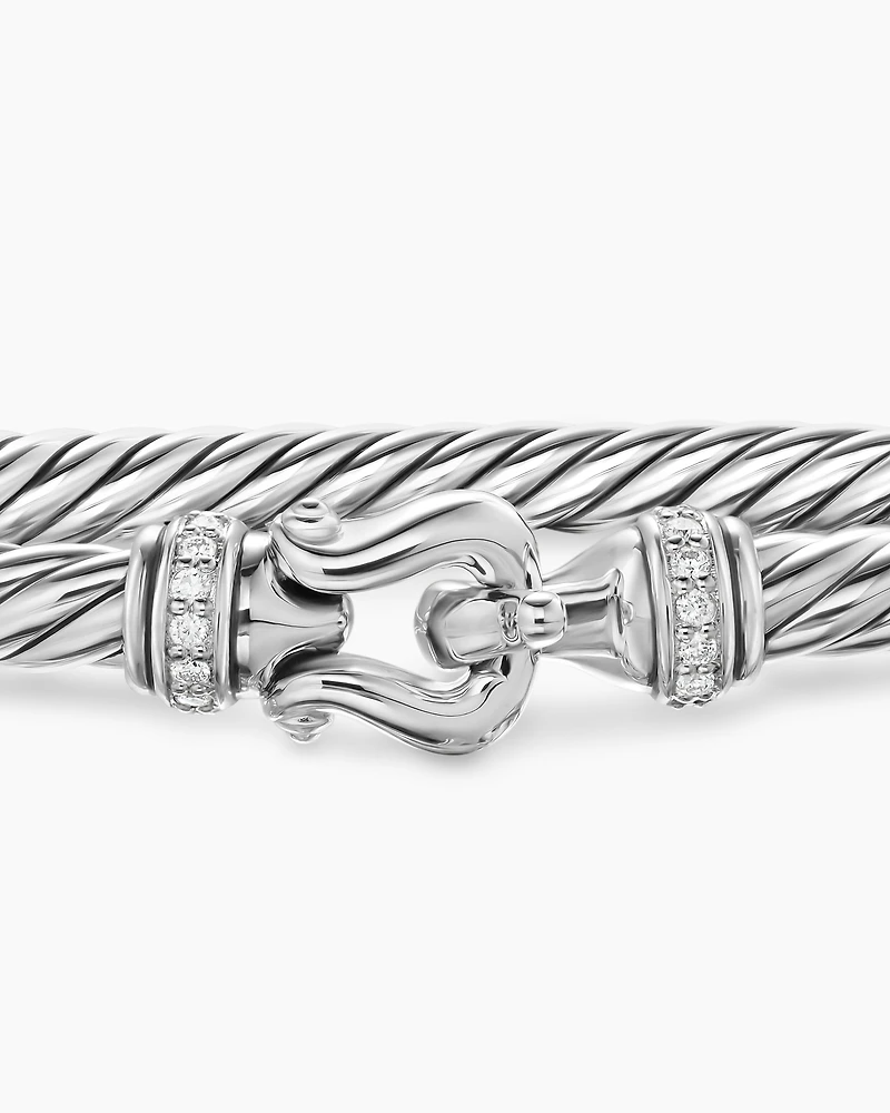 Cable Flex Buckle Bracelet Sterling Silver with Diamonds, 4mm
