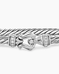Cable Flex Buckle Bracelet Sterling Silver with Diamonds, 4mm