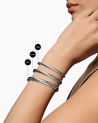 Sculpted Cable Bangle Bracelet in 18K White Gold, 6.2mm