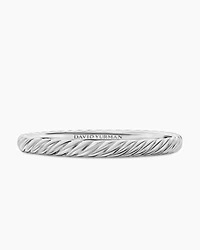Sculpted Cable Bangle Bracelet in 18K White Gold, 6.2mm