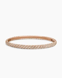 Sculpted Cable Bangle Bracelet in 18K Rose Gold with Diamonds