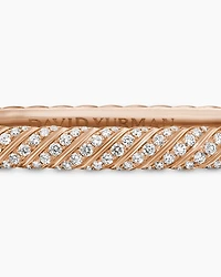 Sculpted Cable Bangle Bracelet in 18K Rose Gold with Diamonds