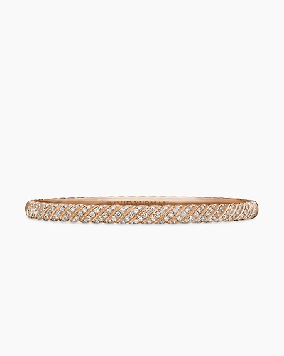 Sculpted Cable Bangle Bracelet in 18K Rose Gold with Diamonds