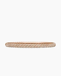 Sculpted Cable Bangle Bracelet in 18K Rose Gold with Diamonds