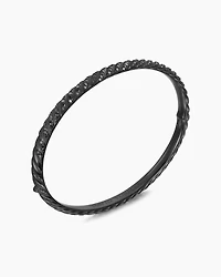 Sculpted Cable Bangle Bracelet Black Titanium with Diamonds