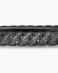 Sculpted Cable Bangle Bracelet Black Titanium with Diamonds