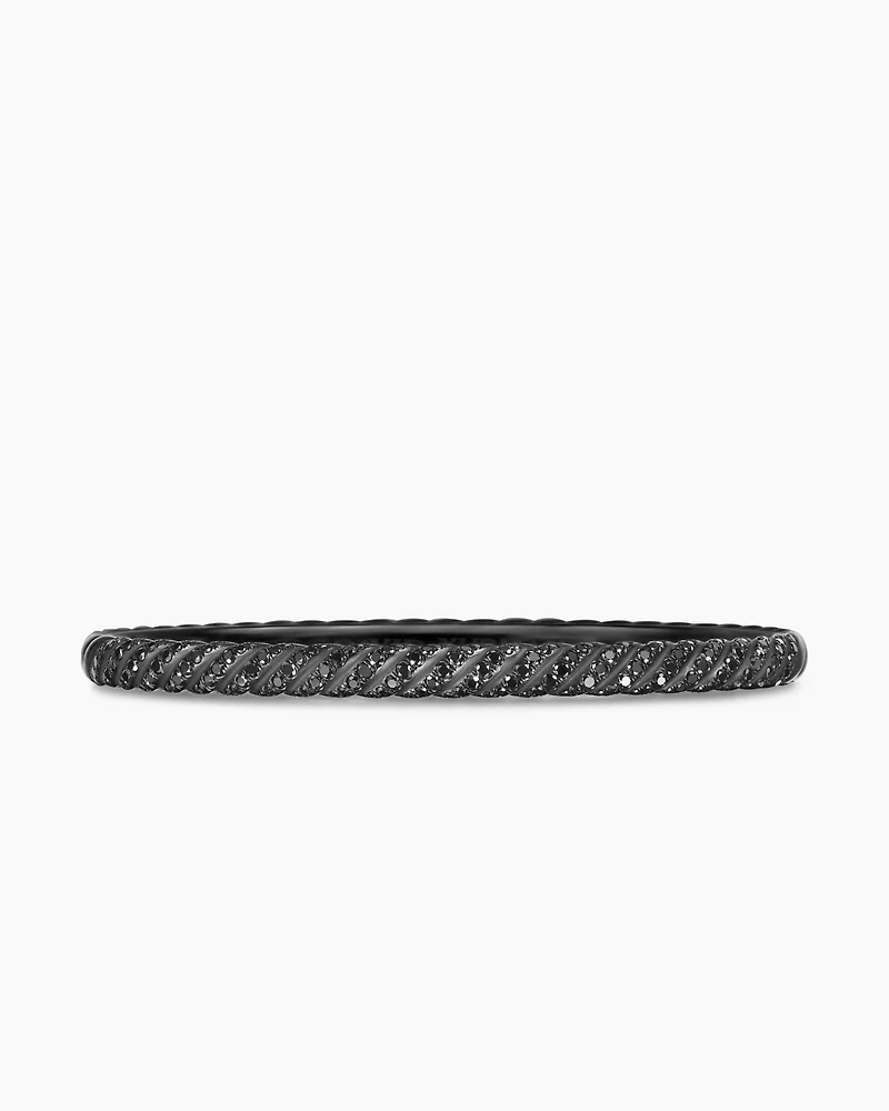 Sculpted Cable Bangle Bracelet Black Titanium with Diamonds