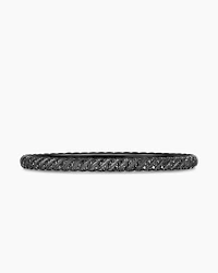 Sculpted Cable Bangle Bracelet Black Titanium with Diamonds