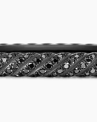 Sculpted Cable Bangle Bracelet Black Titanium with Diamonds