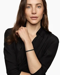 Sculpted Cable Bangle Bracelet Black Titanium with Diamonds