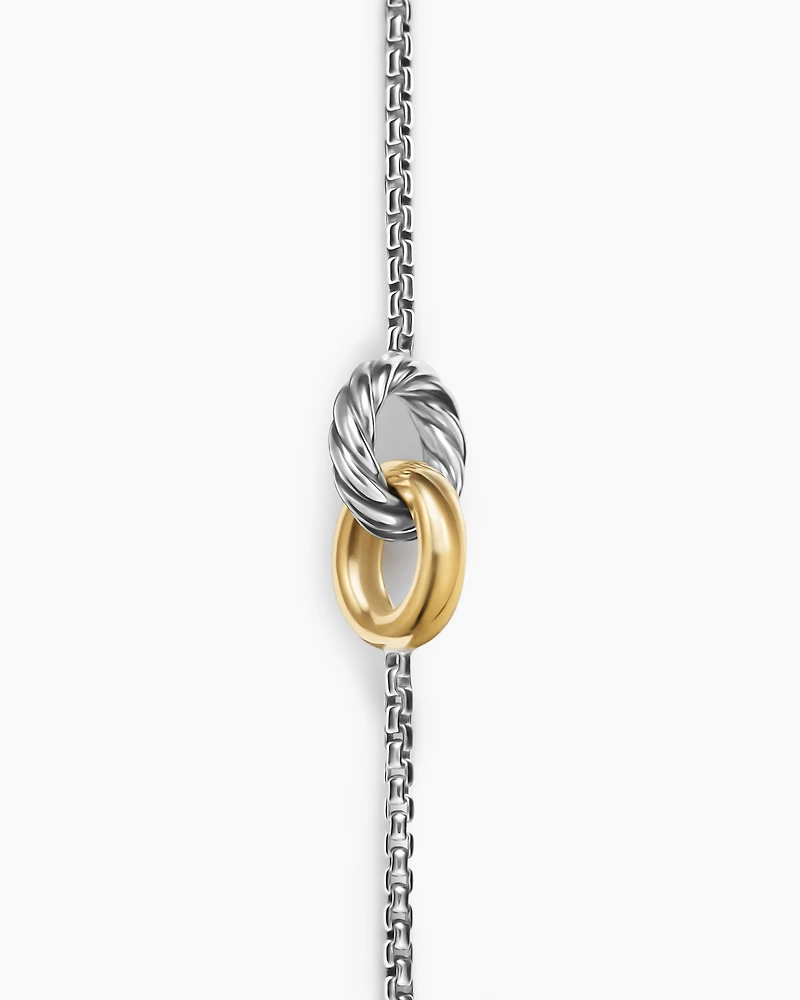Petite Cable Linked Bracelet in Sterling Silver with 14K Yellow Gold, 15mm