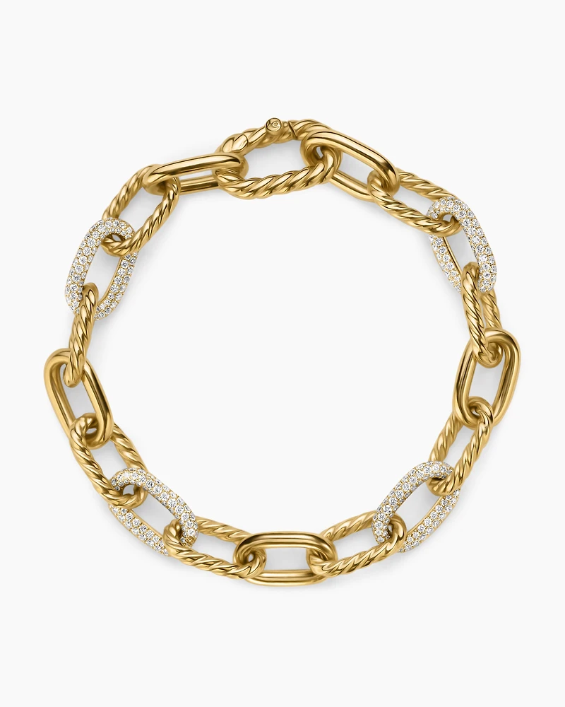 Lexington Chain Bracelet 18K Yellow Gold with Diamonds, 9.8mm