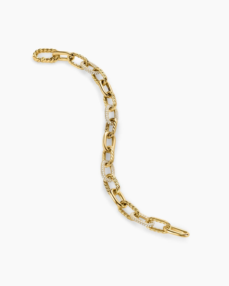 Lexington Chain Bracelet 18K Yellow Gold with Diamonds, 9.8mm