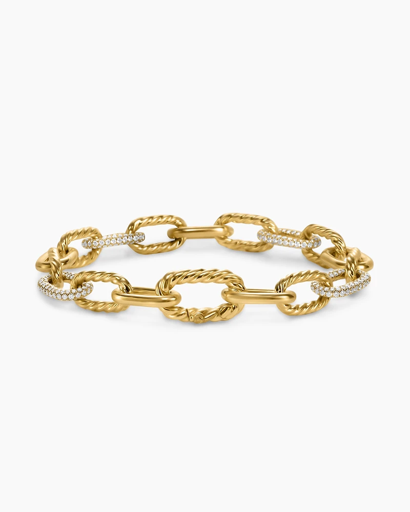 Lexington Chain Bracelet 18K Yellow Gold with Diamonds, 9.8mm