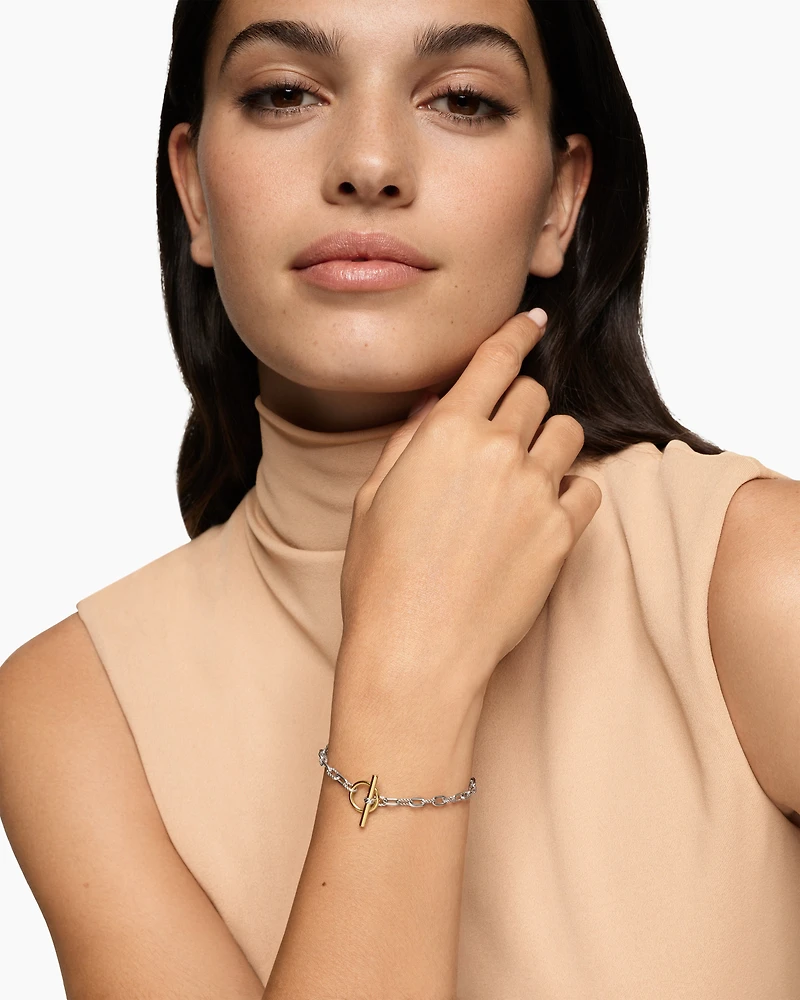 DY Madison® Toggle Chain Bracelet Sterling Silver with 18K Yellow Gold, 3mm