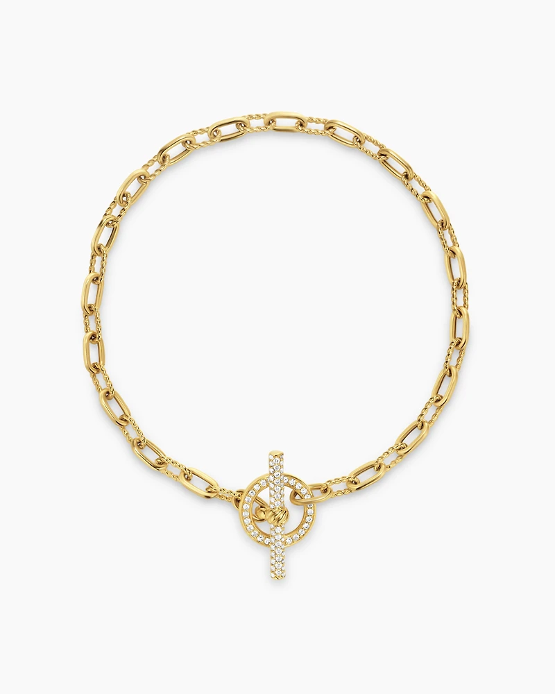DY Madison® Pavé Toggle Chain Bracelet 18K Yellow Gold with Diamonds, 3mm