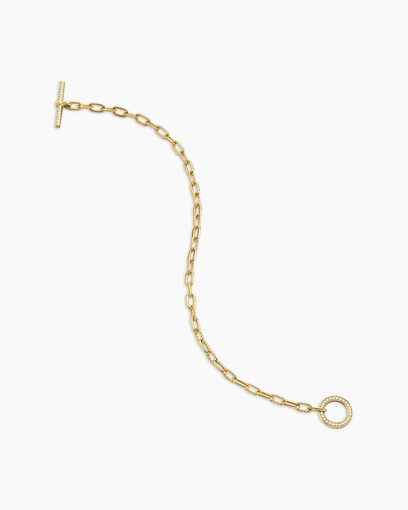 DY Madison® Pavé Toggle Chain Bracelet 18K Yellow Gold with Diamonds, 3mm