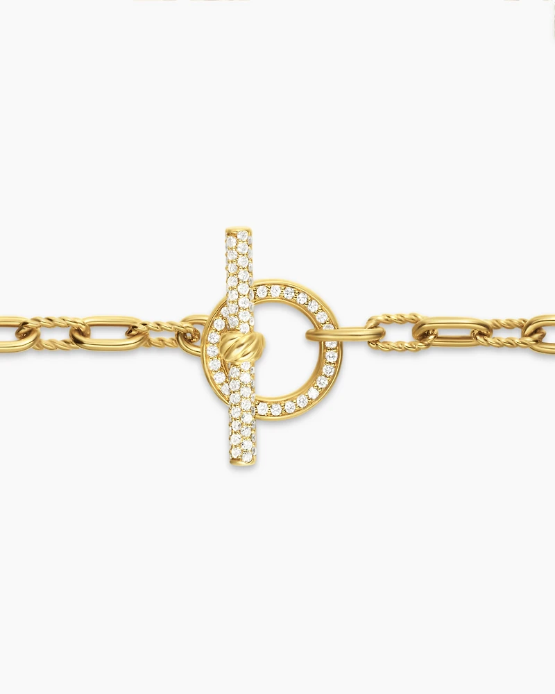 DY Madison® Pavé Toggle Chain Bracelet 18K Yellow Gold with Diamonds, 3mm