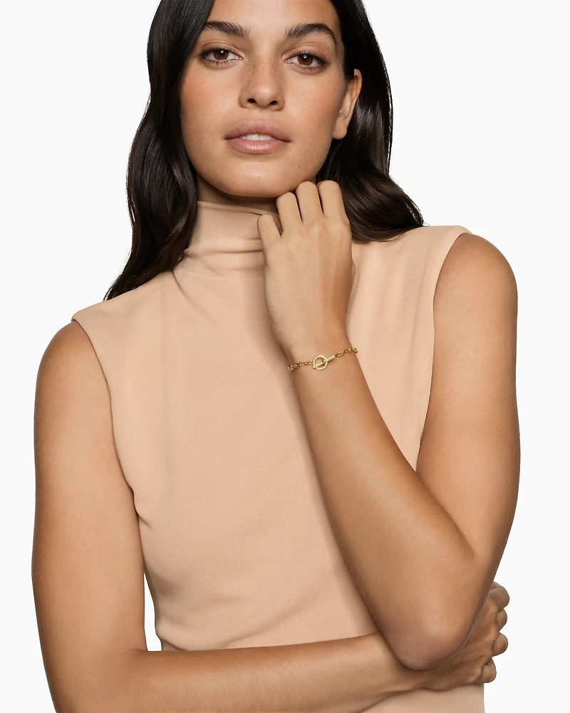 DY Madison® Pavé Toggle Chain Bracelet 18K Yellow Gold with Diamonds, 3mm