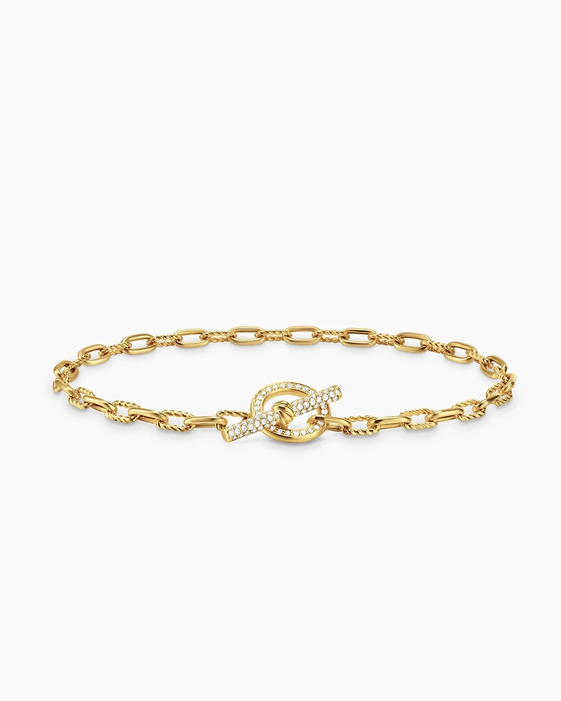 DY Madison® Pavé Toggle Chain Bracelet 18K Yellow Gold with Diamonds, 3mm