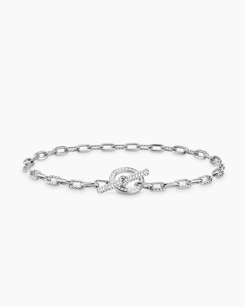 DY Madison® Pavé Toggle Chain Bracelet Sterling Silver with Diamonds, 3mm