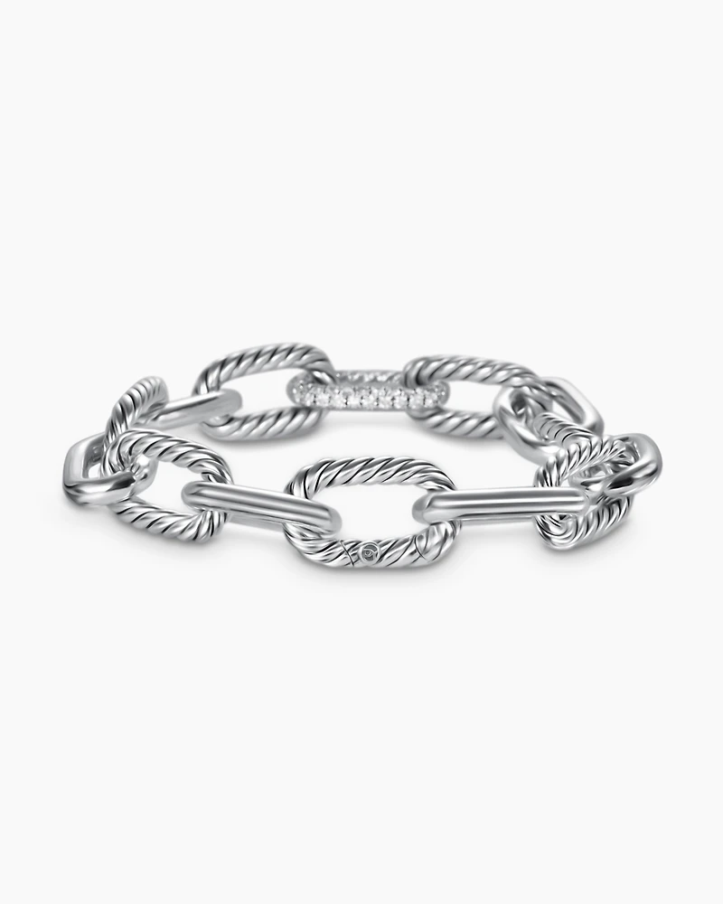 DY Madison® Chain Bracelet Sterling Silver with Diamonds, 11mm