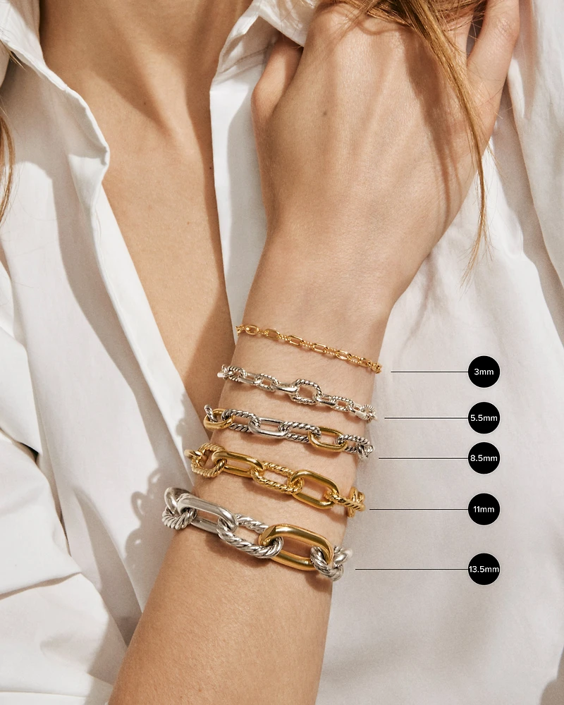 DY Madison® Chain Bracelet Sterling Silver with Diamonds, 11mm