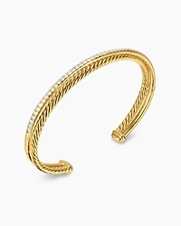 Crossover Two Row Bracelet 18K Yellow Gold with Diamonds, 6mm