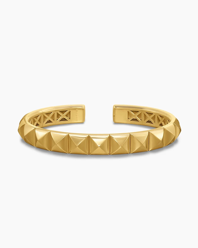 Pyramid Cuff Bracelet 18K Yellow Gold, 8mm