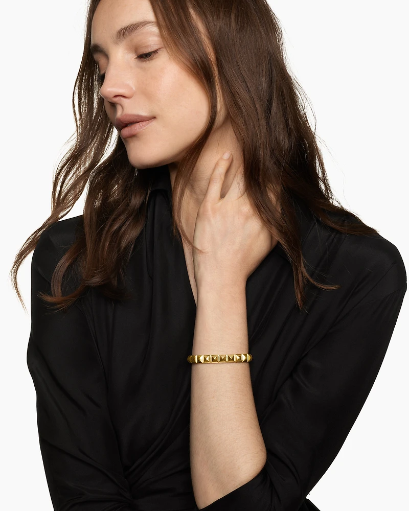 Pyramid Cuff Bracelet 18K Yellow Gold, 8mm