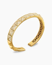 Pyramid Cuff Bracelet 18K Yellow Gold with Diamonds, 8mm