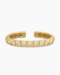 Pyramid Cuff Bracelet 18K Yellow Gold with Diamonds, 8mm