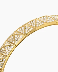 Pyramid Cuff Bracelet 18K Yellow Gold with Diamonds, 8mm