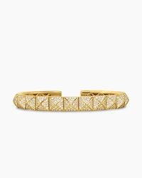Pyramid Cuff Bracelet 18K Yellow Gold with Diamonds, 8mm