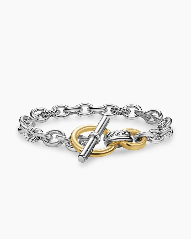 DY Mercer® Toggle Chain Bracelet Sterling Silver with 18K Yellow Gold and Diamonds, 8mm