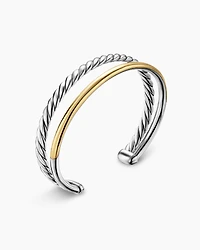 DY Mercer® Two Row Cuff Bracelet Sterling Silver with 18K Yellow Gold, 8mm
