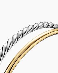 DY Mercer® Two Row Cuff Bracelet Sterling Silver with 18K Yellow Gold, 8mm
